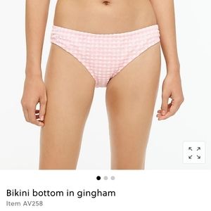 New J.Crew Bikini Bottom in Gingham Cool Pink White